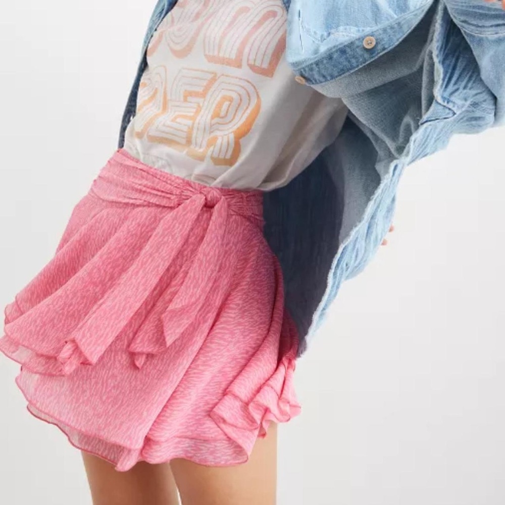Aerie Pink Chiffon Wrap Skirt